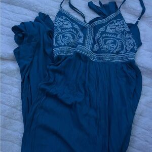 Blue Embroidered Maxi Dress